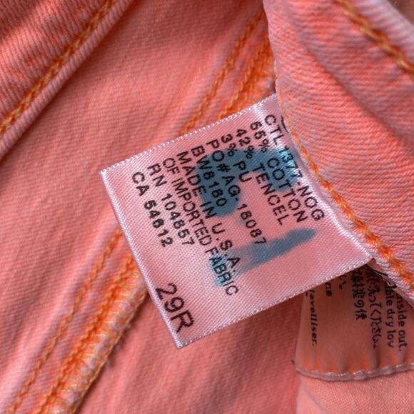 AG Adriano Goldschmied Slim Straight Stevie Ankle Neon Orange Denim Womens Sz 29 - Picture 4 of 7